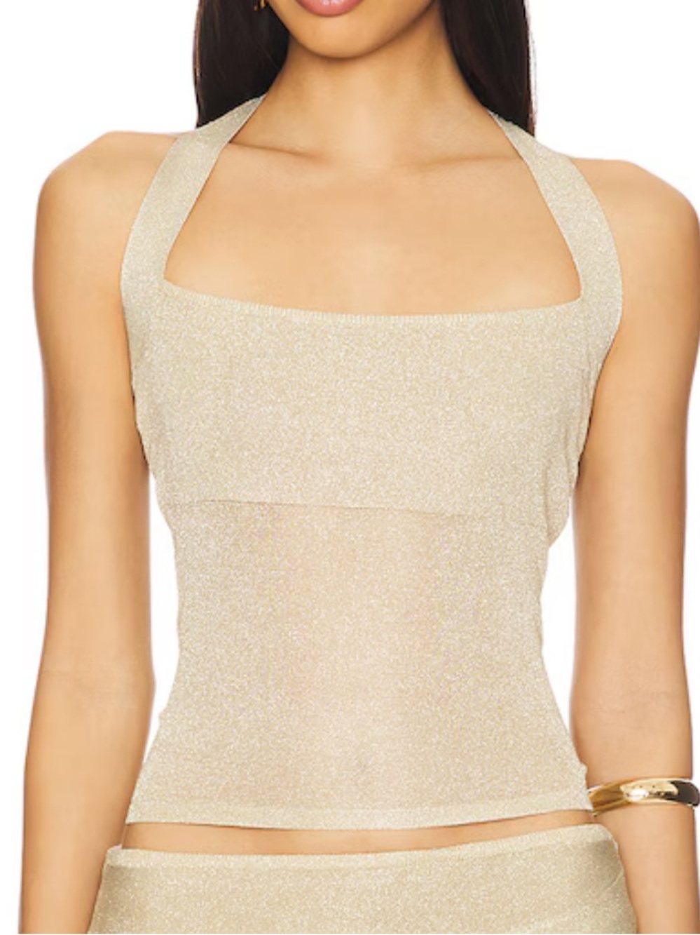 Lioness Metallic Gold Halter Tank Top